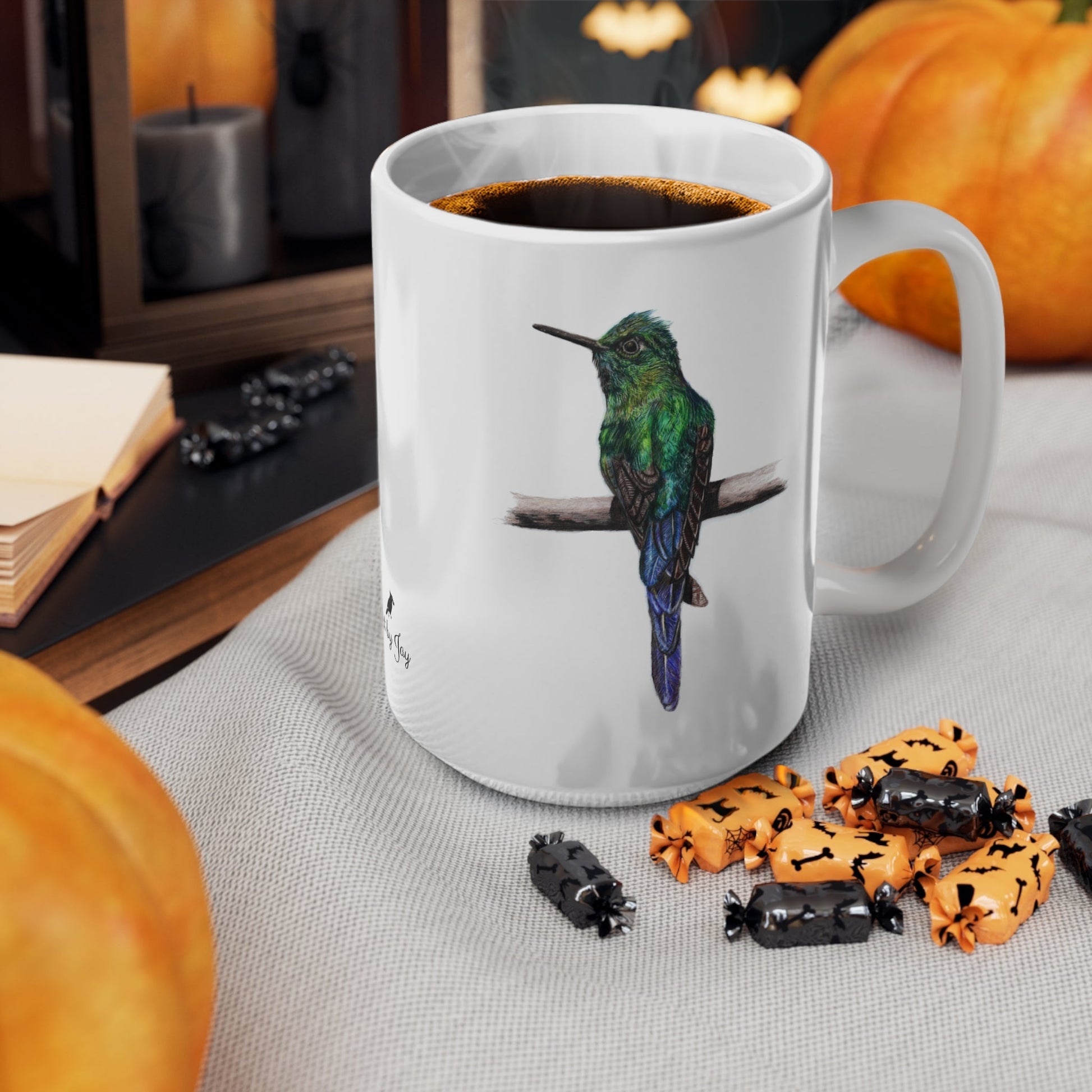 Hummingbird Coffee Mug – Ceramic Wildlife Gift Art by Jay | Wildlife Art