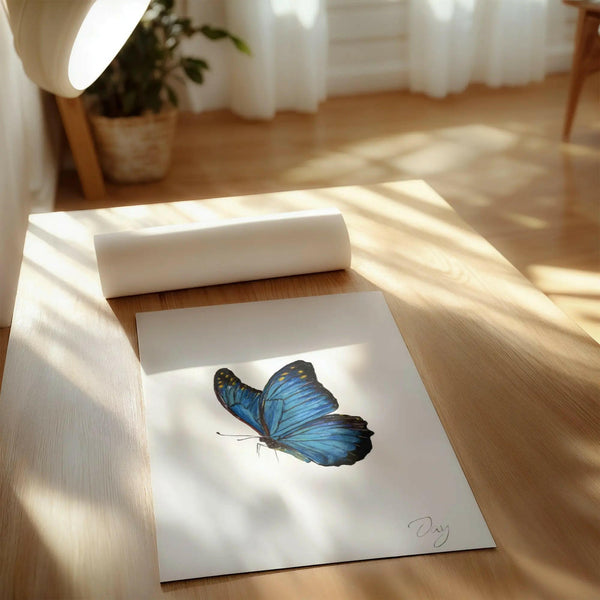 Blue Butterfly Signed Print (A4) Art by Jay | Wildlife Art