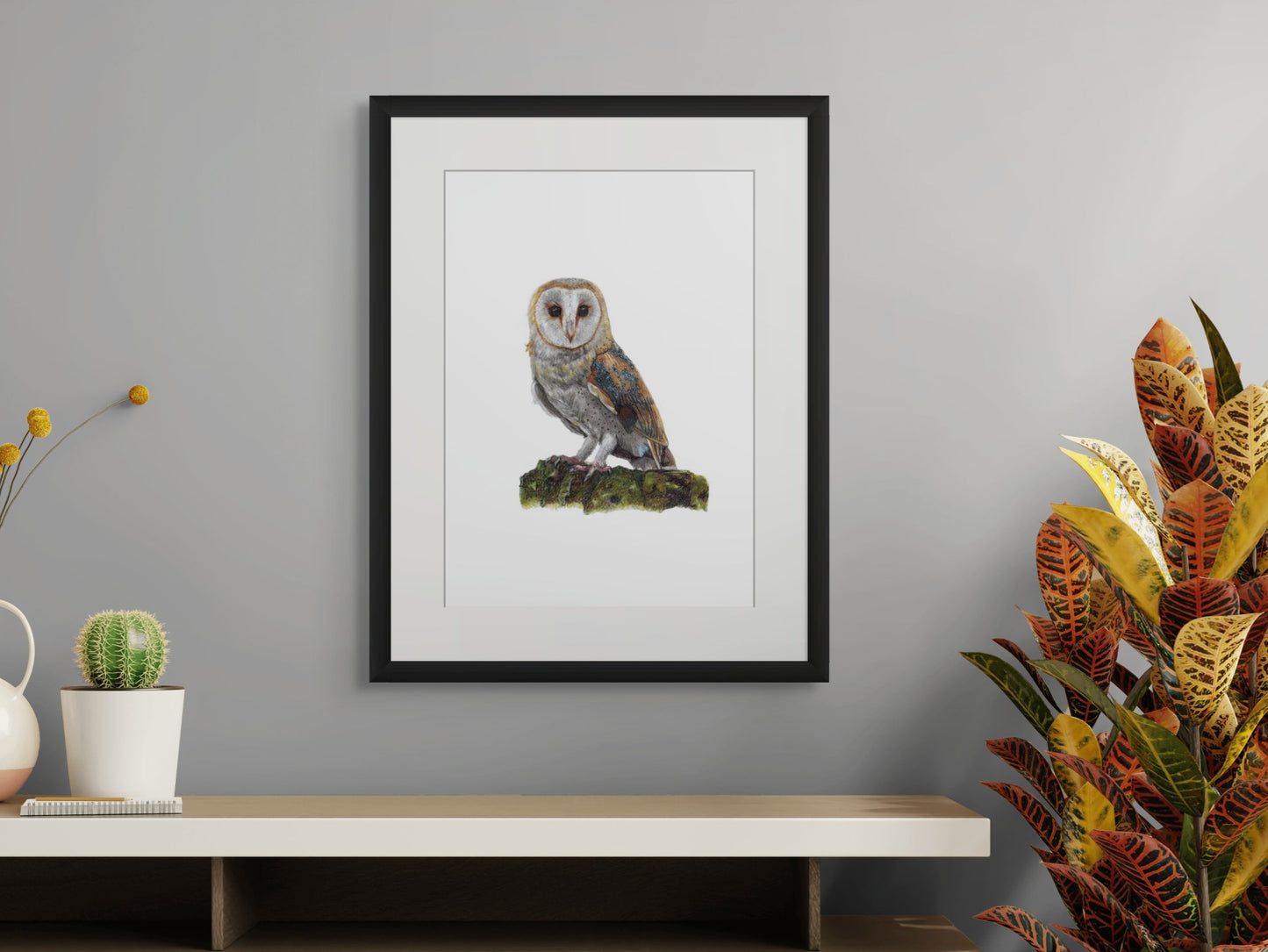 Barn Owl Framed Artwork Print – Wildlife Wall Art (A3 & A4)