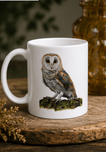 Barn Owl wildlife art mug