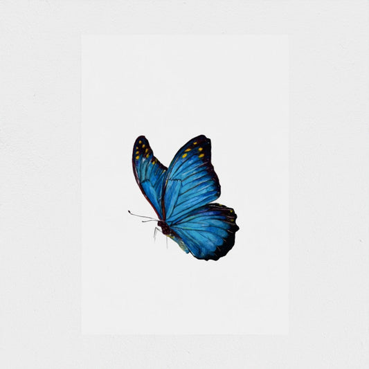 Blue Butterfly A5 print featuring Jay's original coloured-pencil artwork