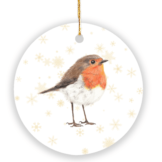 Robin Christmas Tree Ornament – Hand-Drawn Woodland Wildlife Decor Gift Art by Jay | Wildlife Art