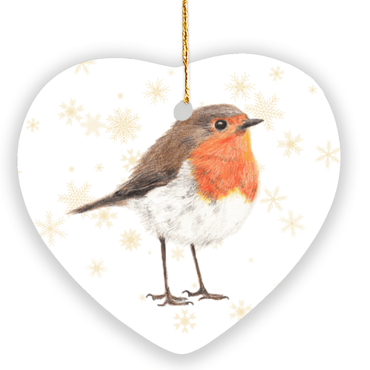 Robin Heart Shape Ornament Art by Jay | Wildlife Art