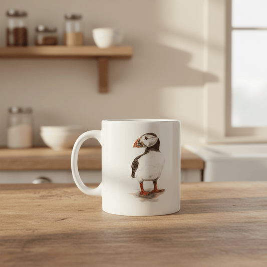 Puffin wildlife art mug