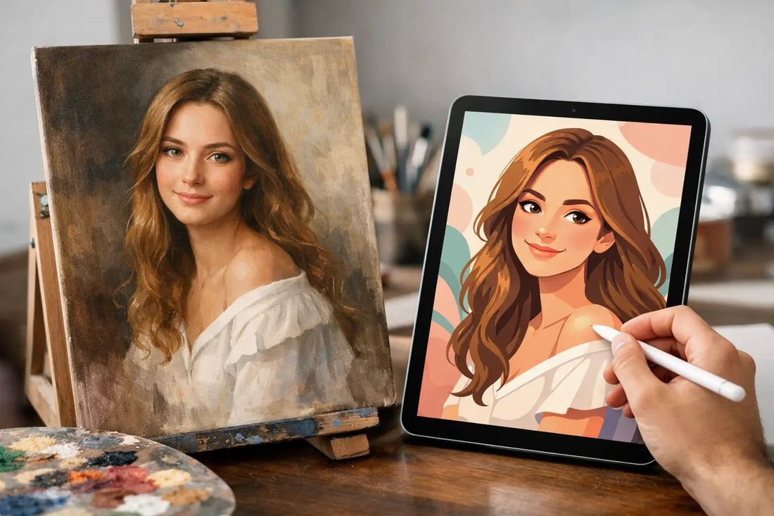 Custom Portrait Versus Digital Illustration