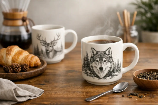 Hand Drawn Wildlife Mugs for Everyday Rituals