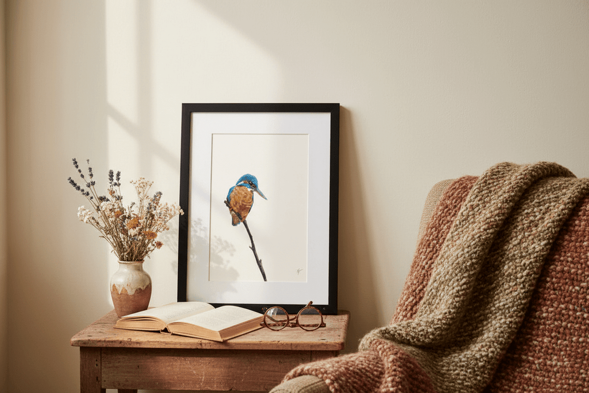 Kingfisher Art Print – Reading Corner Mockup