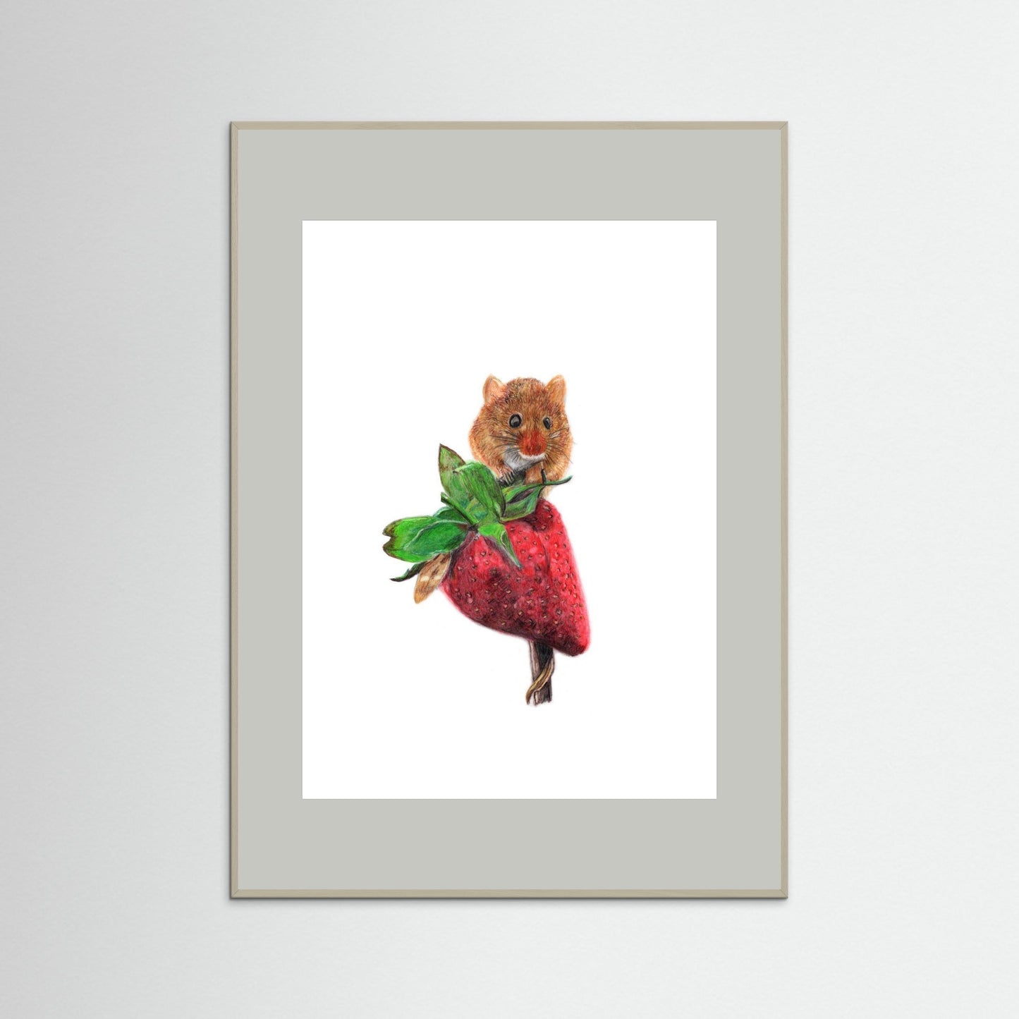 Field Mouse Wildlife Framed Art Print – Hand-Drawn Woodland Illustration | Cosy Cottage Decor, Nature Lover Gift