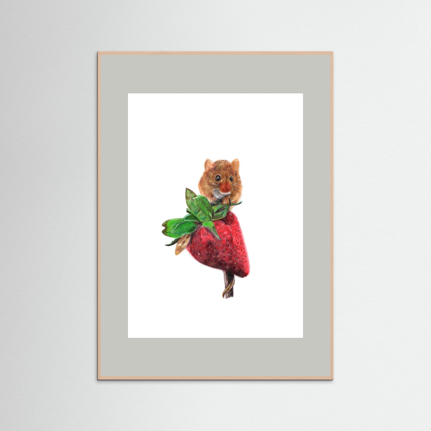 Field Mouse Wildlife Framed Art Print – Hand-Drawn Woodland Illustration | Cosy Cottage Decor, Nature Lover Gift