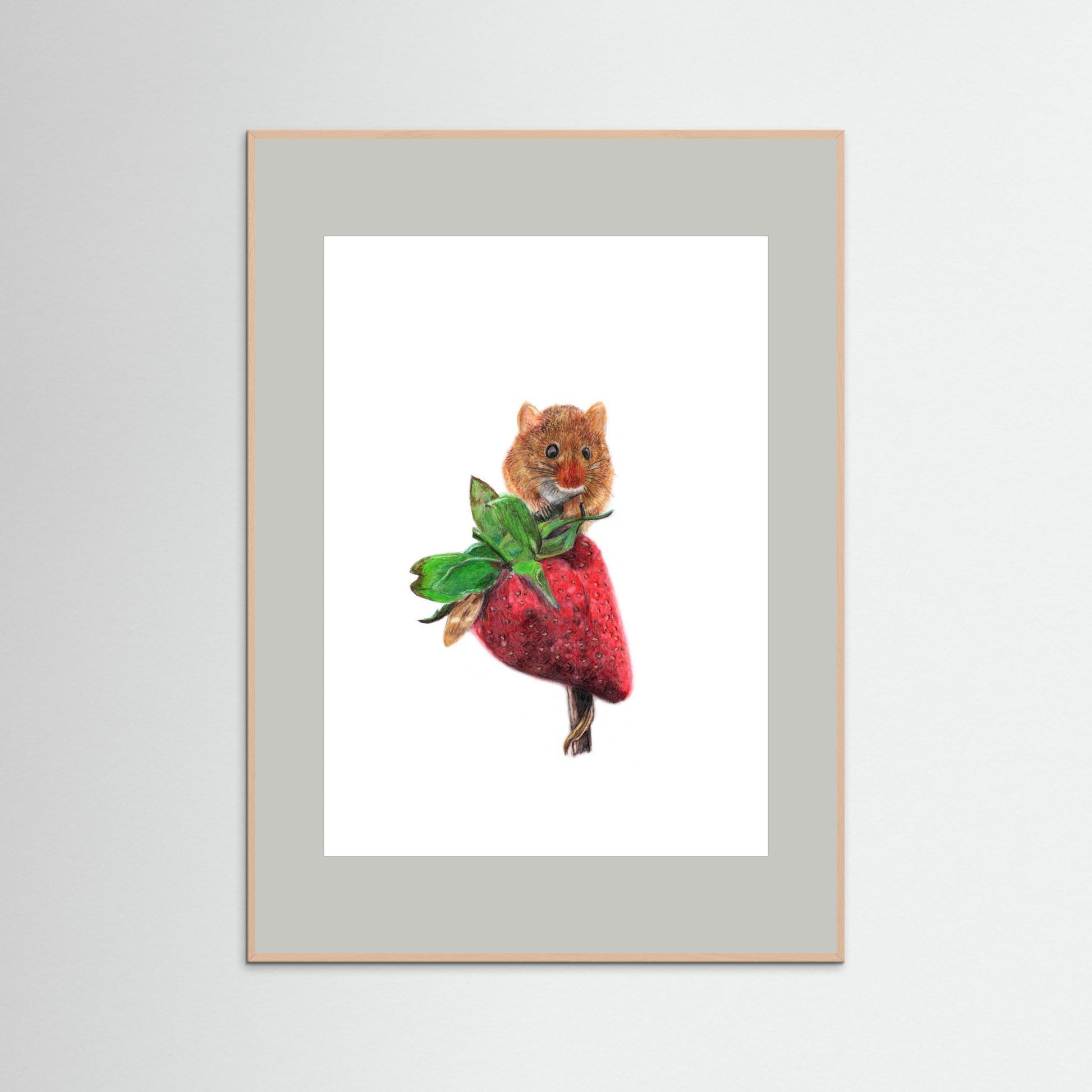 Field Mouse Wildlife Framed Art Print – Hand-Drawn Woodland Illustration | Cosy Cottage Decor, Nature Lover Gift