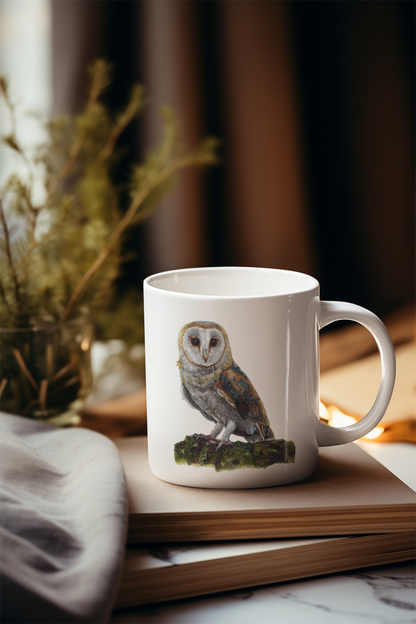 Barn Owl artwork coffee cup mug gift