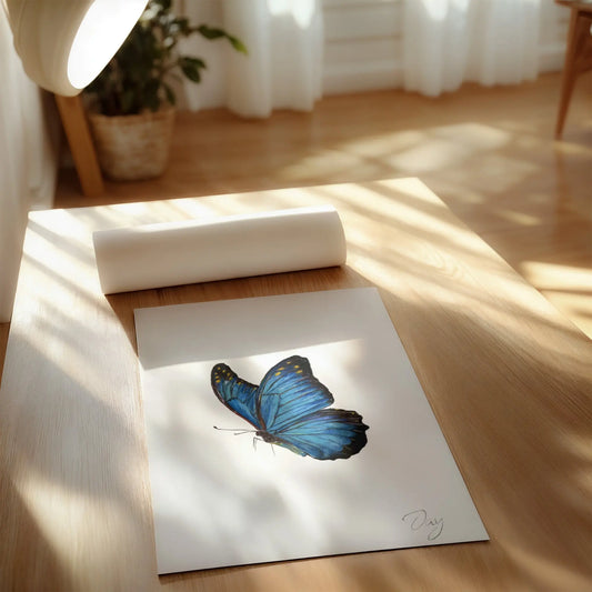 Blue Butterfly Signed Print (A4) Art by Jay | Wildlife Art