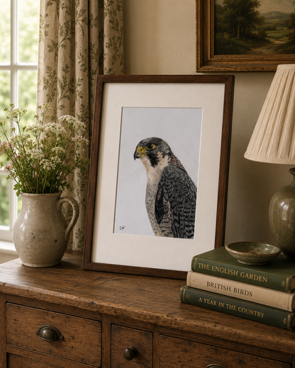 On Watch - Peregrine Falcon Original Artwork | Coloured Pencil Wildlife Art Art by Jay | Wildlife Art
