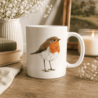 Robin mug featuring Jay Foster's hand-drawn British wildlife artwork