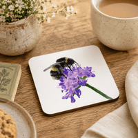 Bumblebee coaster set of 4 with hand-drawn wildlife artwork