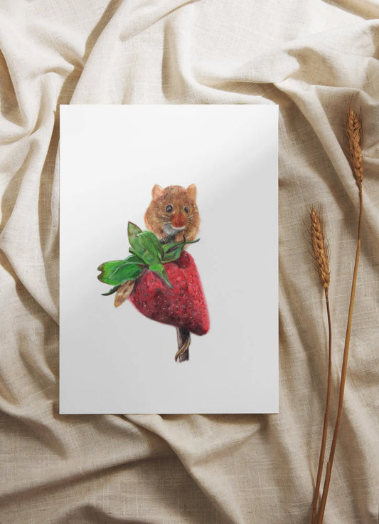 Field Mouse Original Artwork Print – Hand-Drawn Wildlife Wall Art (A4) Art by Jay | Wildlife Art