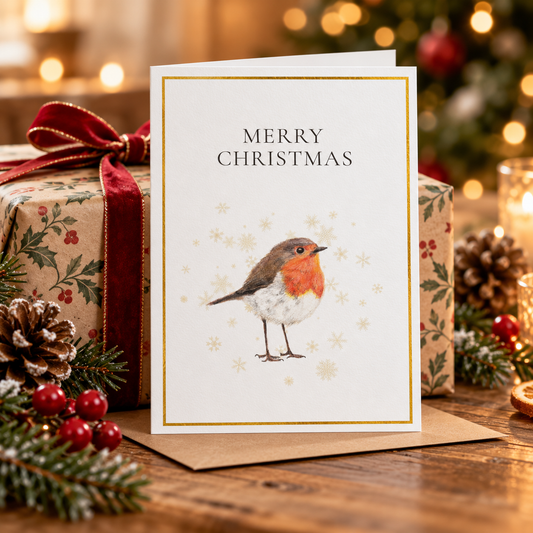 Merry Christmas Robin A6 greeting card by Art by Jay – gifting