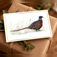 Pheasant A6 landscape greeting card by Art by Jay — gifting mockup