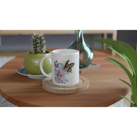 Yellow butterfly mug featuring coloured-pencil wildlife artwork