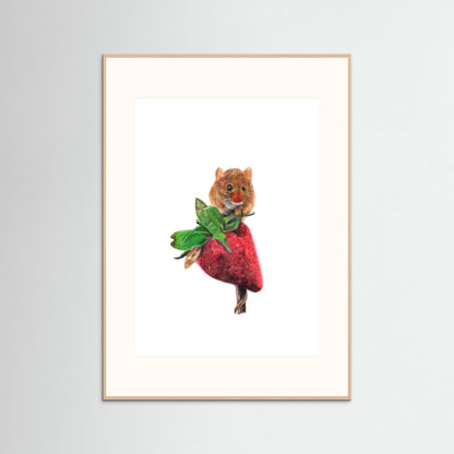 Field Mouse Wildlife Framed Art Print – Hand-Drawn Woodland Illustration | Cosy Cottage Decor, Nature Lover Gift