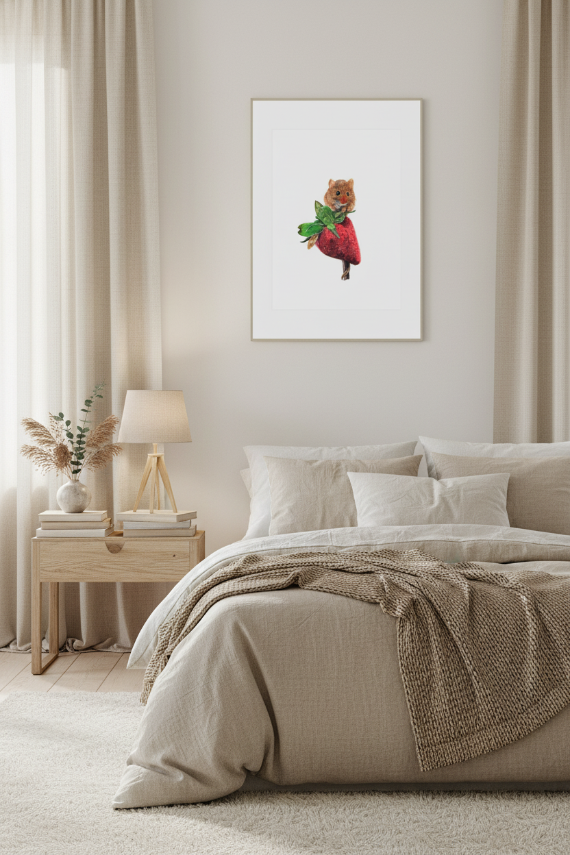 Field mouse print in cosy bedroom