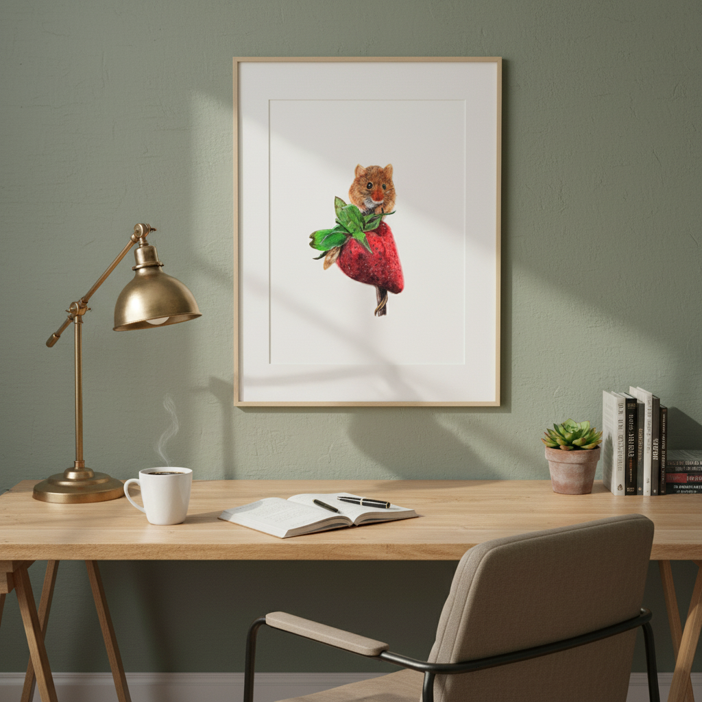 Field mouse print in cosy home office