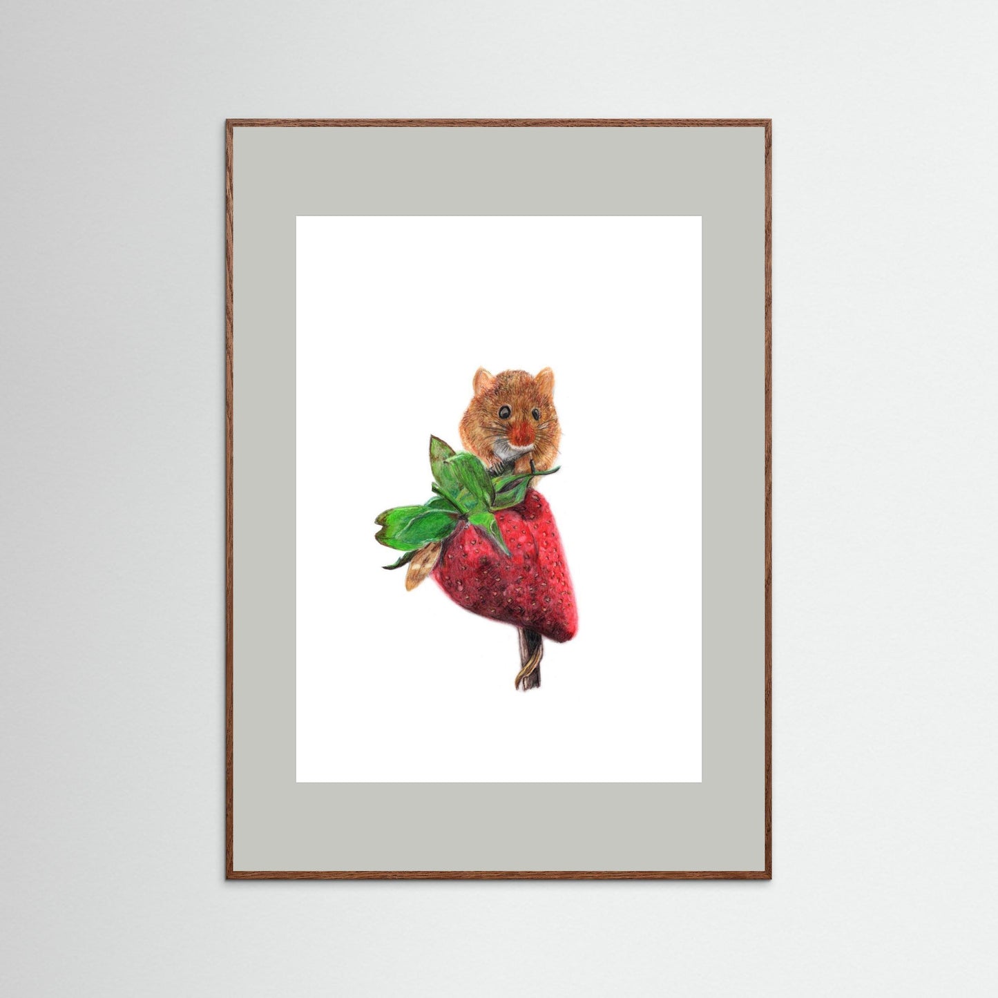 Field Mouse Wildlife Framed Art Print – Hand-Drawn Woodland Illustration | Cosy Cottage Decor, Nature Lover Gift