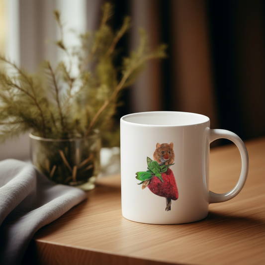 Harvest mouse mug on neutral table