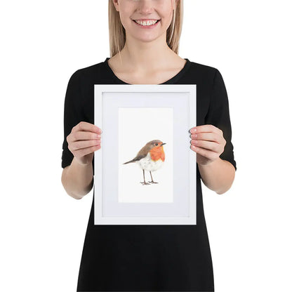 Robin Framed with Mat Artwork Print – Wildlife Wall Art (A4) Art by Jay | Wildlife Art