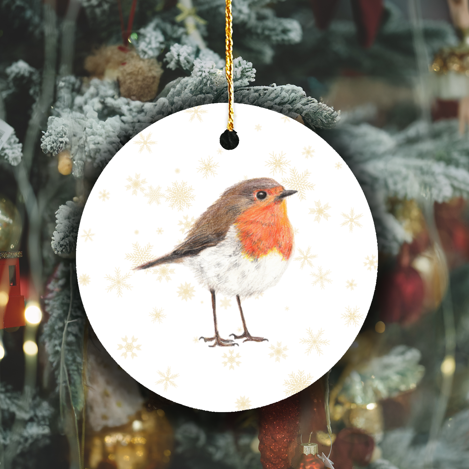Robin Christmas Tree Ornament - Circle superfastpod
