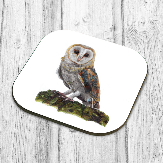 Barn Owl Coaster - Wildlife Art Drinks Coaster Art by Jay | Wildlife Art