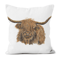 Highland Cow Cushion - Art by Jay | Wildlife Art