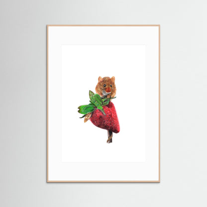 Field Mouse Wildlife Framed Art Print – Hand-Drawn Woodland Illustration | Cosy Cottage Decor, Nature Lover Gift