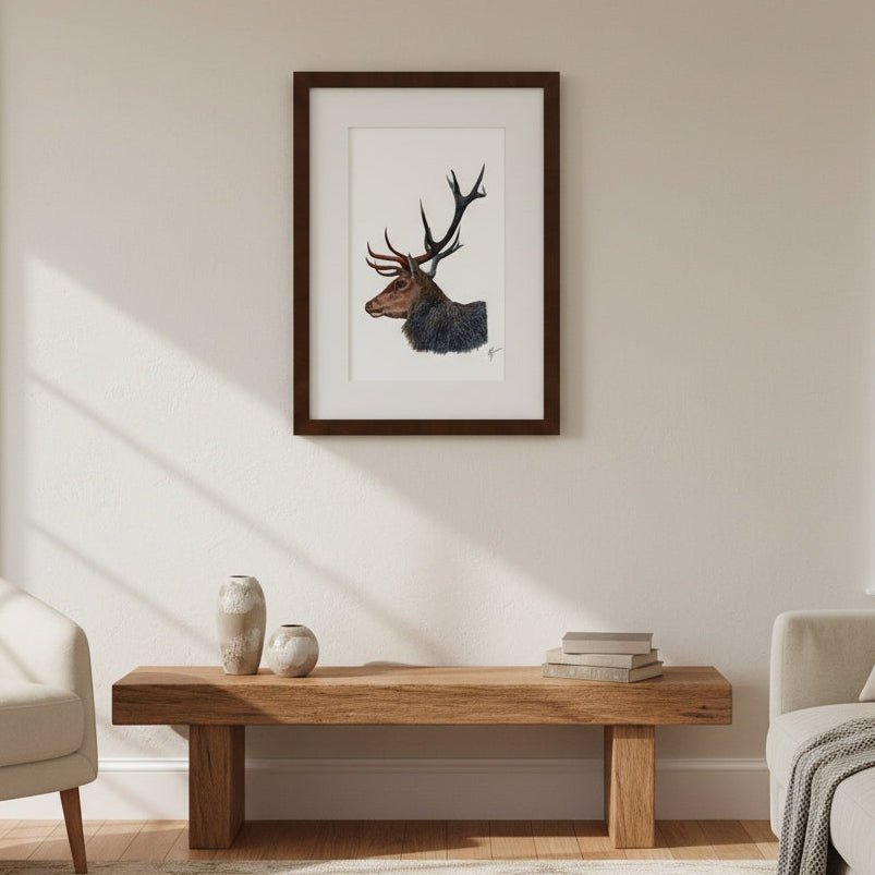 Stag Wildlife Art Print | British Wildlife Wall Art | Open Edition Art by Jay | Wildlife Art