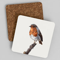 First Light robin coaster set featuring coloured-pencil wildlife artwork