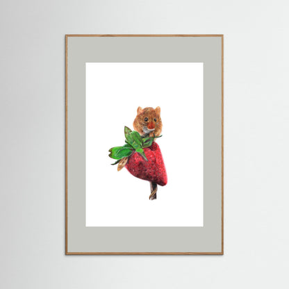 Field Mouse Wildlife Framed Art Print – Hand-Drawn Woodland Illustration | Cosy Cottage Decor, Nature Lover Gift