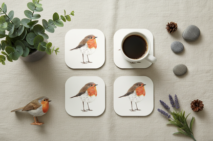 Robin coaster flat lay mockup