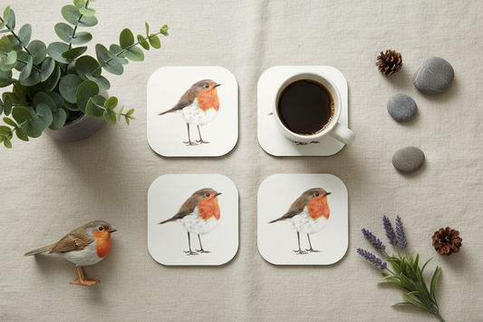 Robin coaster flat lay mockup
